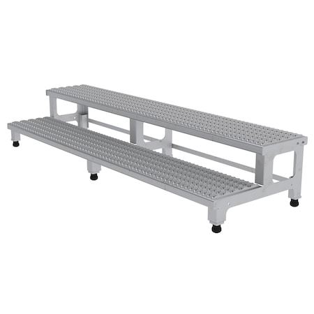 Vestil Adjustable Step Stand, 2 Step, 72x23", 15.25 Overall Height, Stainless Steel, Silver ASP-72-SS